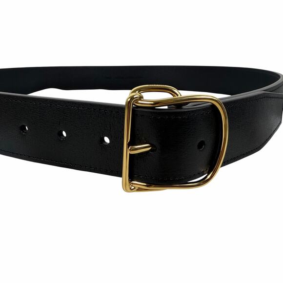 Toteme Swirl Leather Belt Black Gold Buckle Size 90cm/ 35\